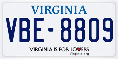 VA license plate VBE8809