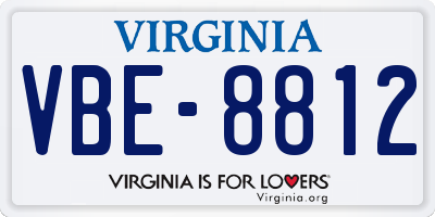 VA license plate VBE8812