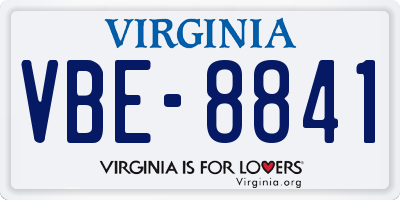 VA license plate VBE8841