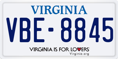 VA license plate VBE8845