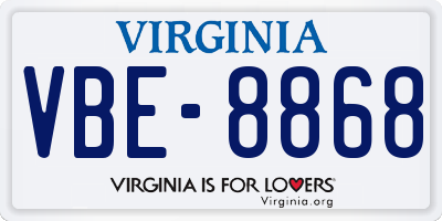 VA license plate VBE8868