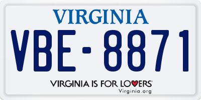VA license plate VBE8871