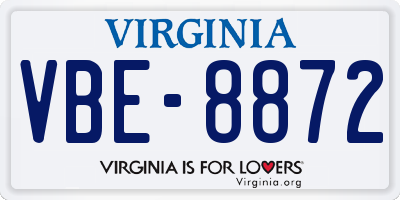VA license plate VBE8872