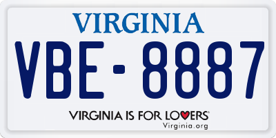 VA license plate VBE8887