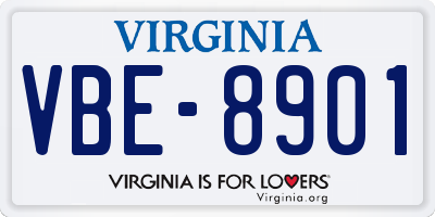 VA license plate VBE8901