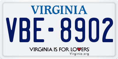VA license plate VBE8902