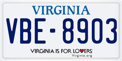 VA license plate VBE8903