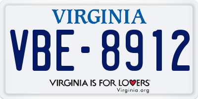 VA license plate VBE8912