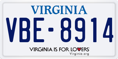 VA license plate VBE8914