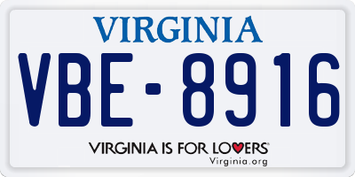 VA license plate VBE8916