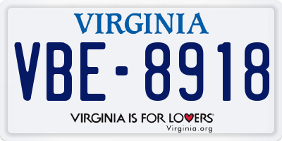VA license plate VBE8918