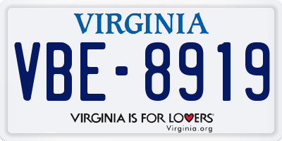 VA license plate VBE8919