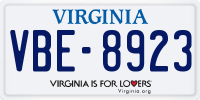 VA license plate VBE8923