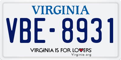 VA license plate VBE8931