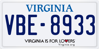 VA license plate VBE8933