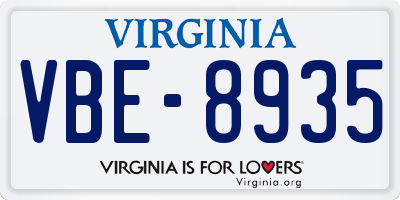VA license plate VBE8935
