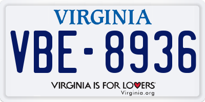 VA license plate VBE8936