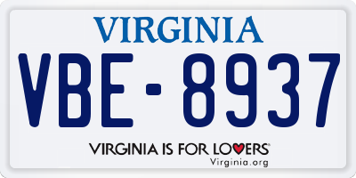 VA license plate VBE8937