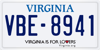 VA license plate VBE8941