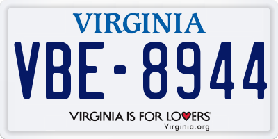 VA license plate VBE8944