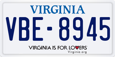 VA license plate VBE8945