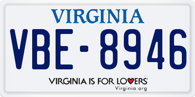 VA license plate VBE8946