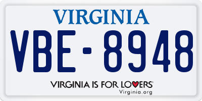 VA license plate VBE8948