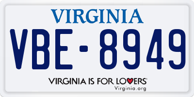 VA license plate VBE8949
