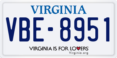 VA license plate VBE8951