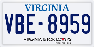VA license plate VBE8959