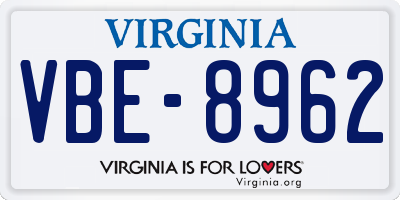 VA license plate VBE8962