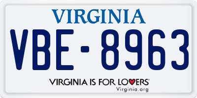 VA license plate VBE8963