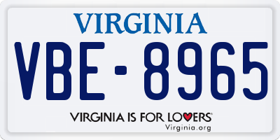 VA license plate VBE8965
