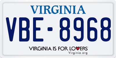 VA license plate VBE8968