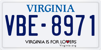 VA license plate VBE8971