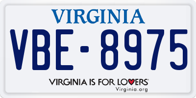 VA license plate VBE8975