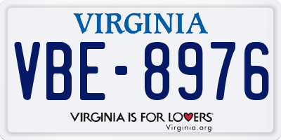 VA license plate VBE8976
