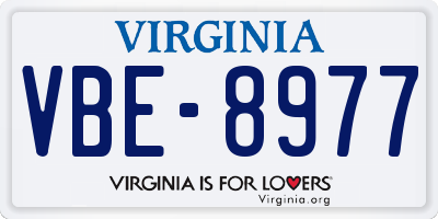 VA license plate VBE8977