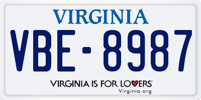 VA license plate VBE8987