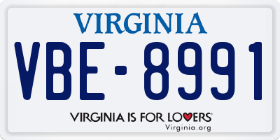 VA license plate VBE8991