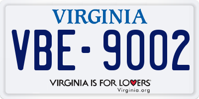 VA license plate VBE9002