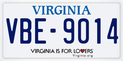 VA license plate VBE9014