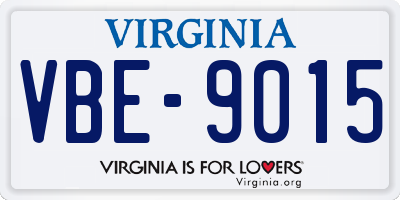 VA license plate VBE9015