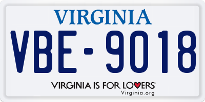 VA license plate VBE9018