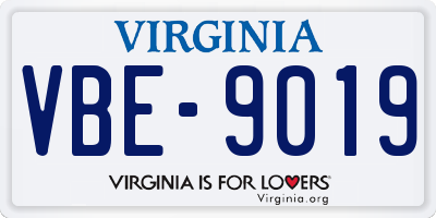 VA license plate VBE9019