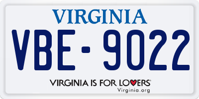 VA license plate VBE9022