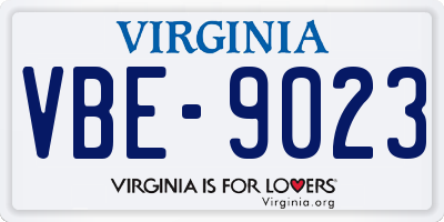 VA license plate VBE9023