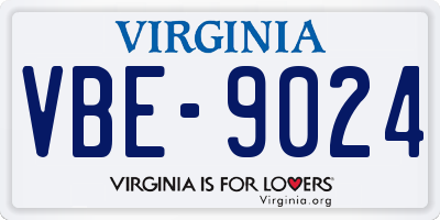 VA license plate VBE9024