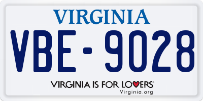 VA license plate VBE9028