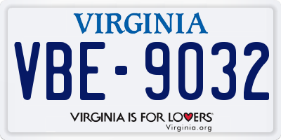 VA license plate VBE9032